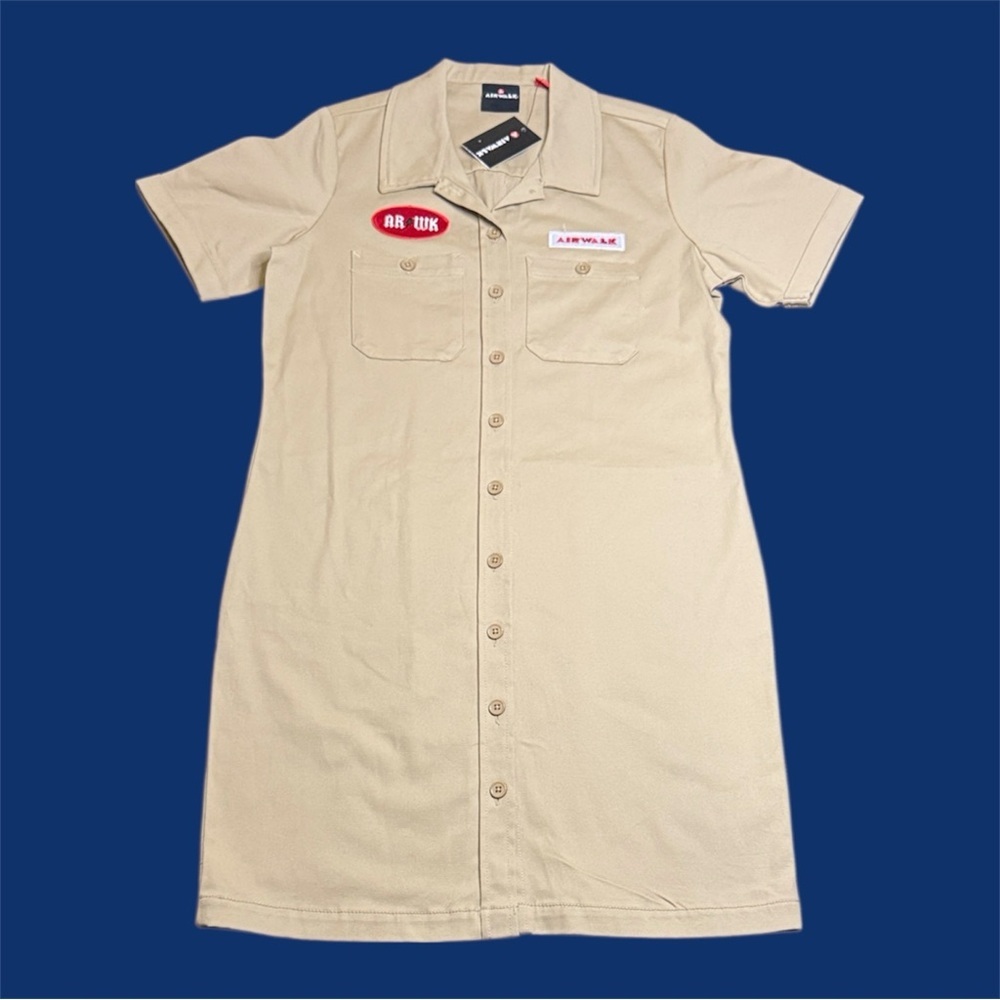 NWT Airwalk Beige Shirt Dress Skater Grunge sz M